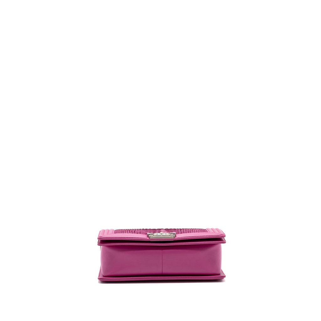 CHANEL MEDIUM BOY BAG PYTHON PINK BRUSHED SHW