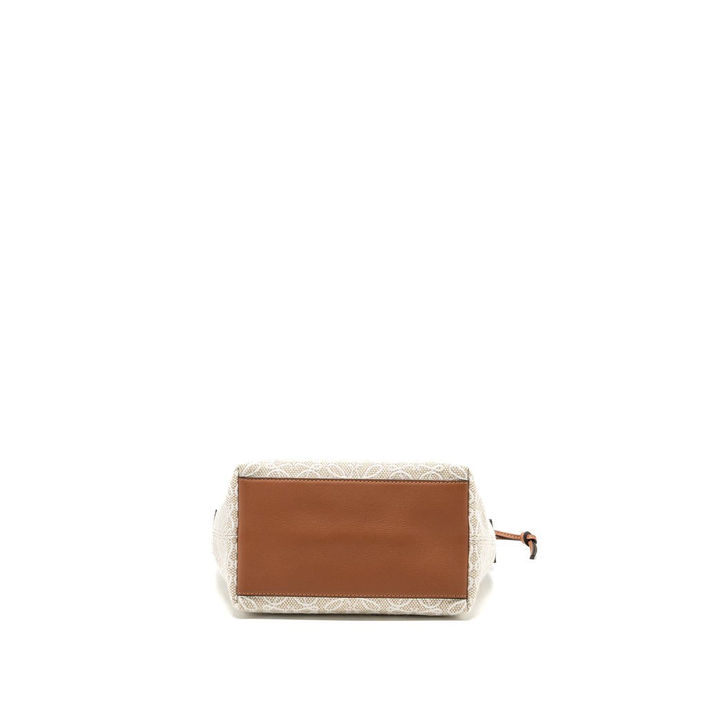 LOEWE SMALL CUBI BAG ANAGRAM JACQUARD CANVAS / CALFSKIN BEIGE / TAN GHW