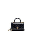 CHANEL SMALL COCO HANDLE CHEVRON CALFSKIN DARK BLUE GHW