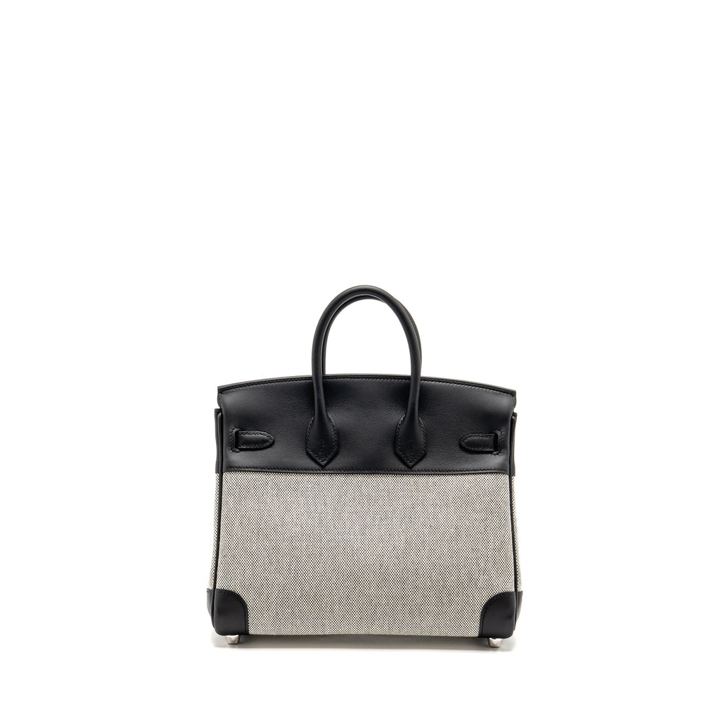 HERMES BIRKIN 25 TOILE H CANVAS/SWIFT LEATHER ECRU-NOIR/NOIR SHW