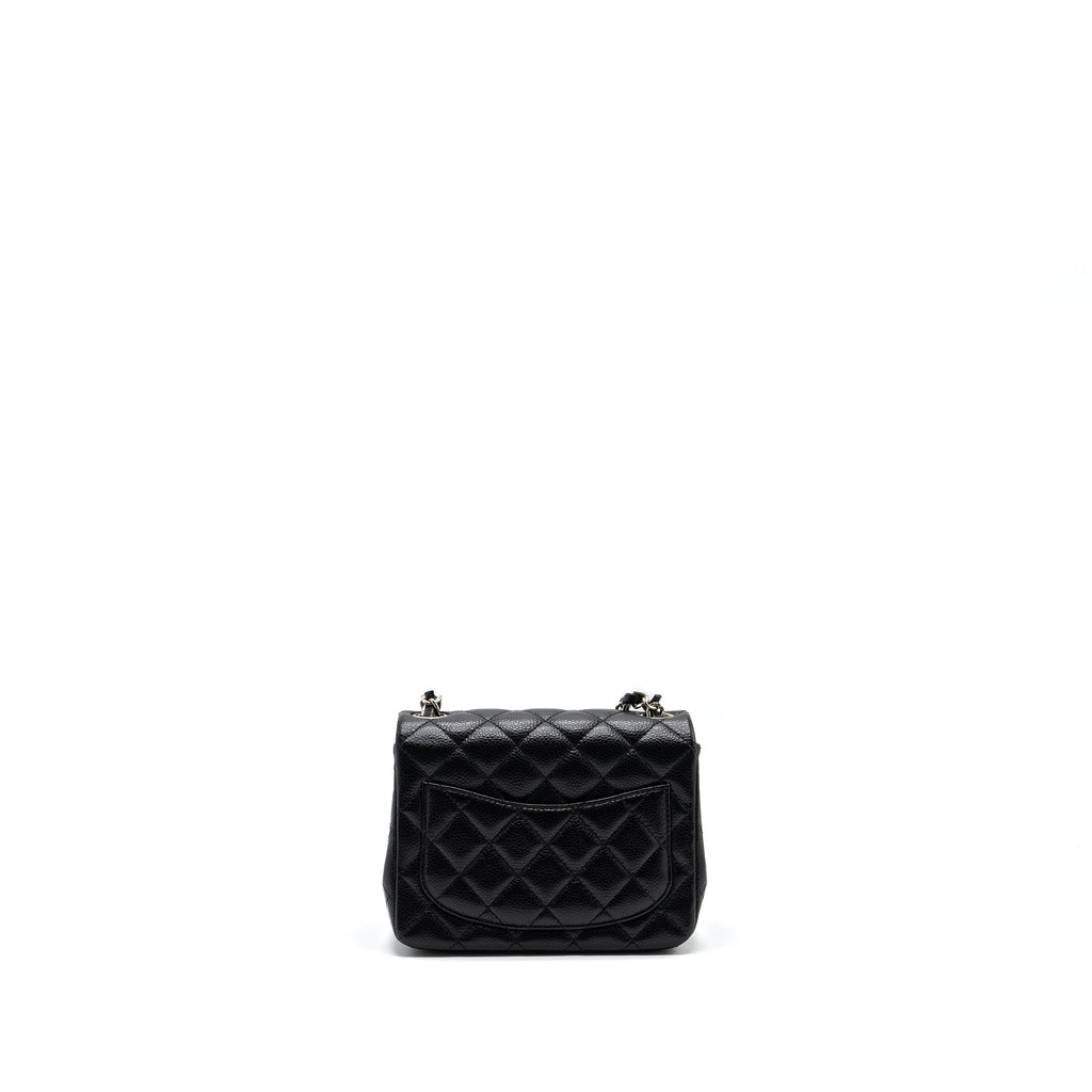 CHANEL CLASSIC MINI SQUARE FLAP BAG CAVIAR BLACK SHW