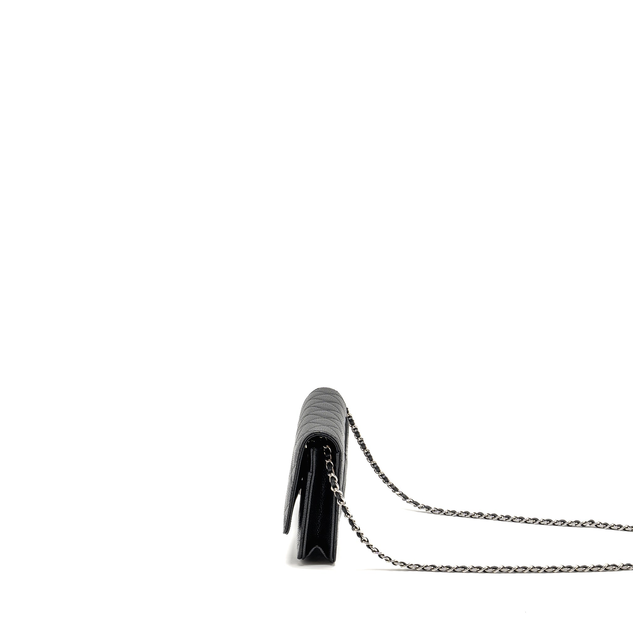CHANEL CLASSIC WALLET ON CHAIN CAVIAR BLACK SHW (MICROCHIP)