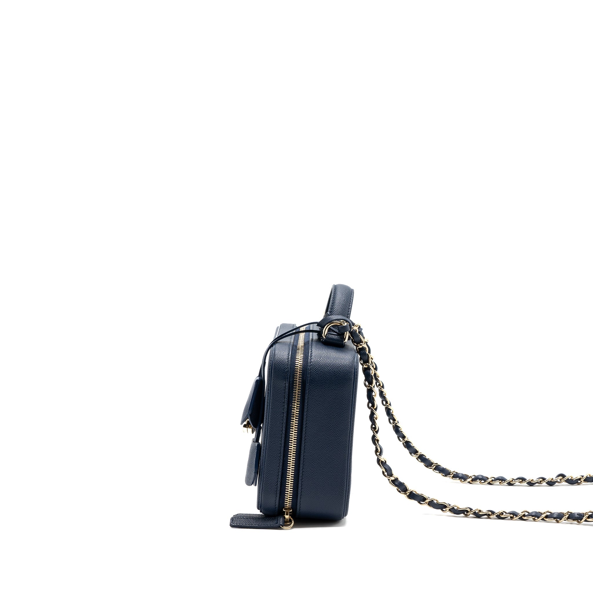 CHANEL FILIGREE CAMERA BAG CAVIAR DARK BLUE LGHW