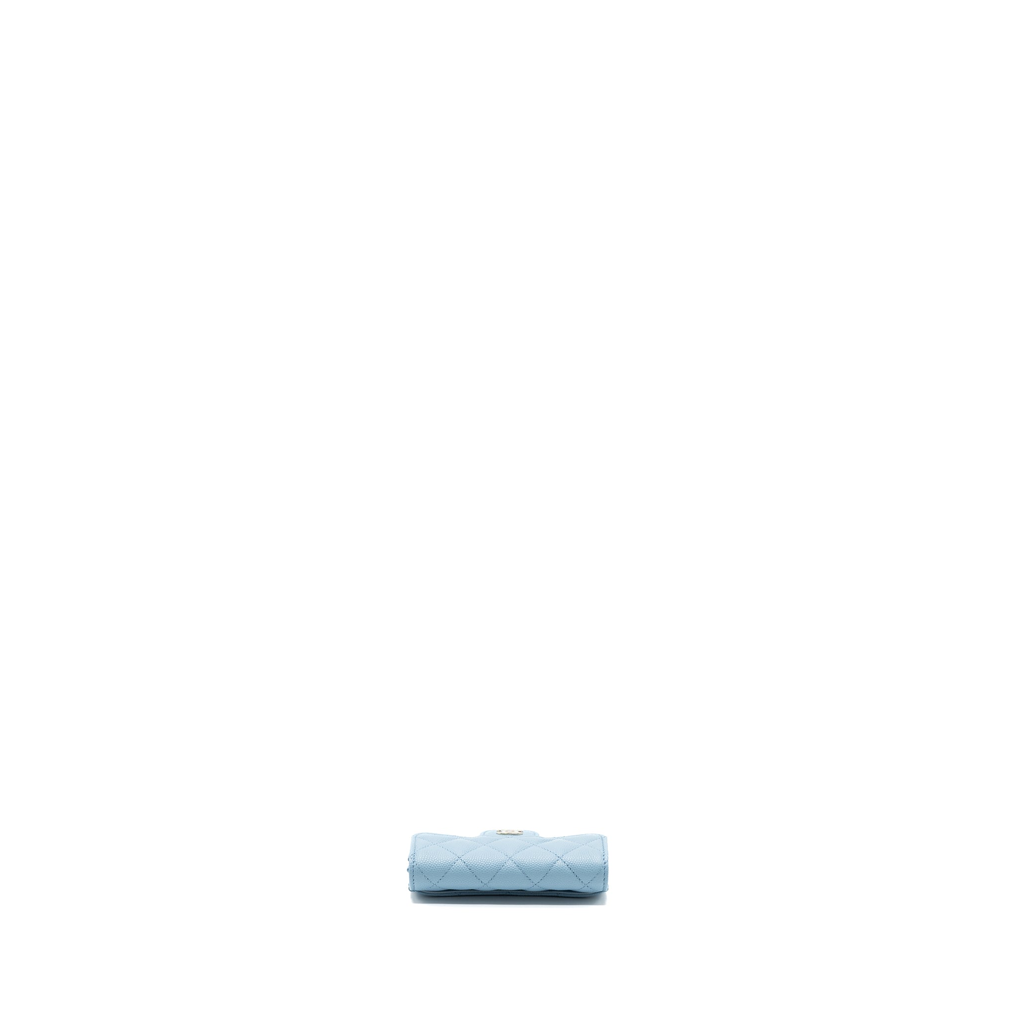 CHANEL CLASSIC FLAP CARD HOLDER CAVIAR BLUE LGHW
