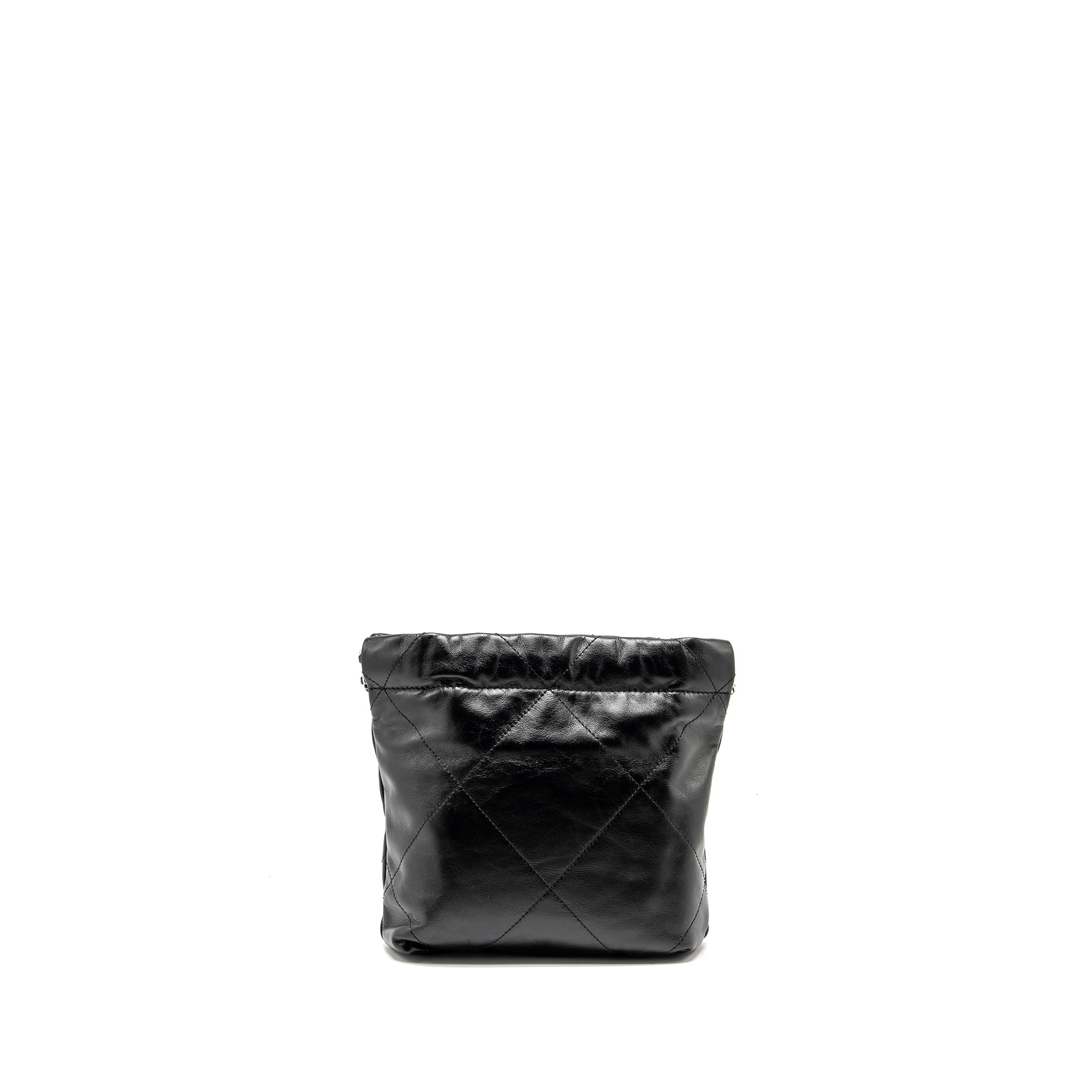 CHANEL MINI 22 BAG SHINY CALFSKIN BLACK SHW (MICROCHIP)