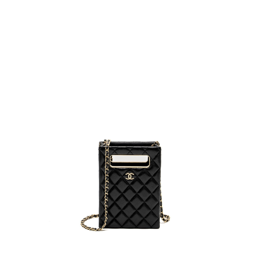 CHANEL QUILTED EVENING BOX BAG CAVIAR BLACK LGHW (MICROCHIP)