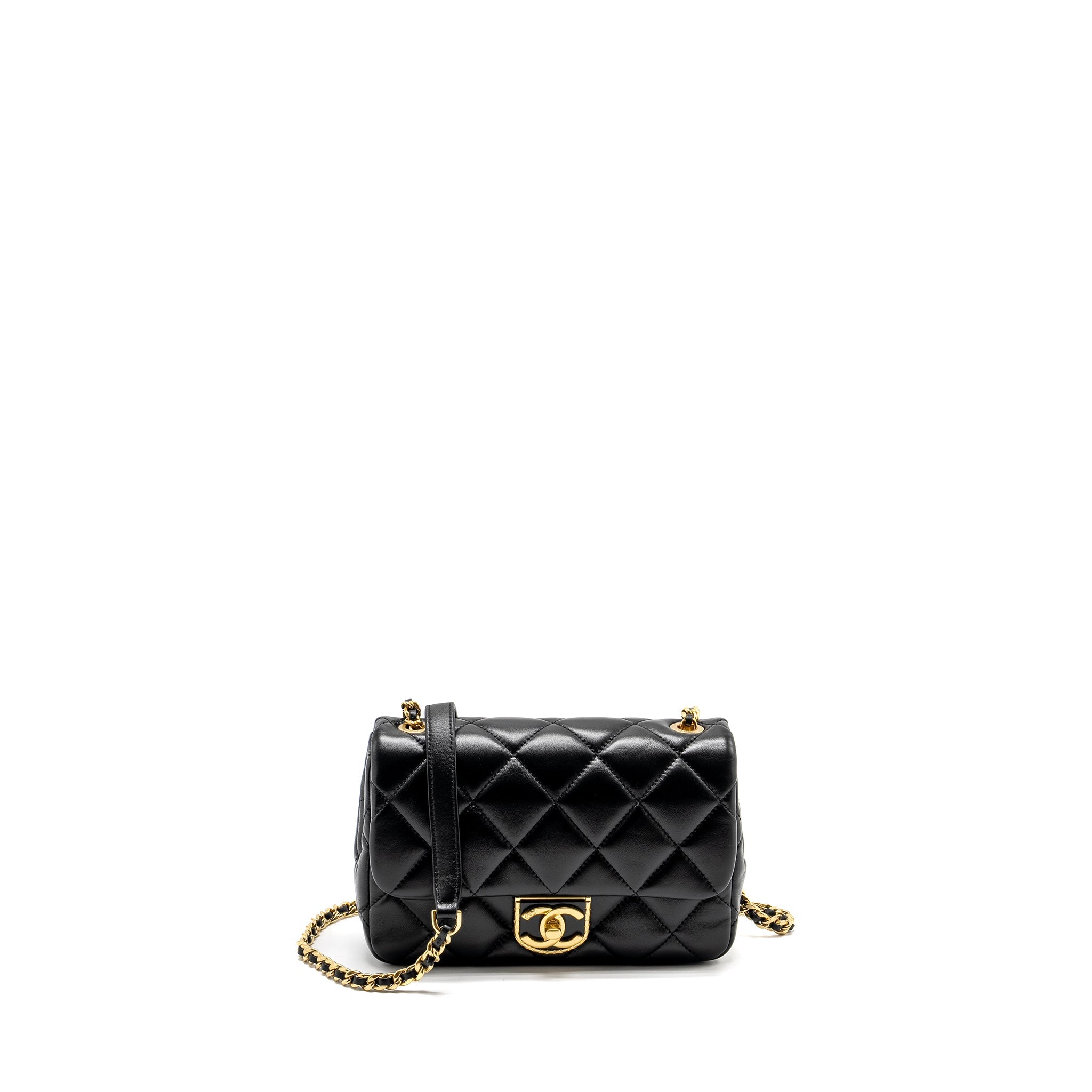 CHANEL 22B MINI FLAPBAG LAMBSKIN BLACK GHW (MICROCHIP)