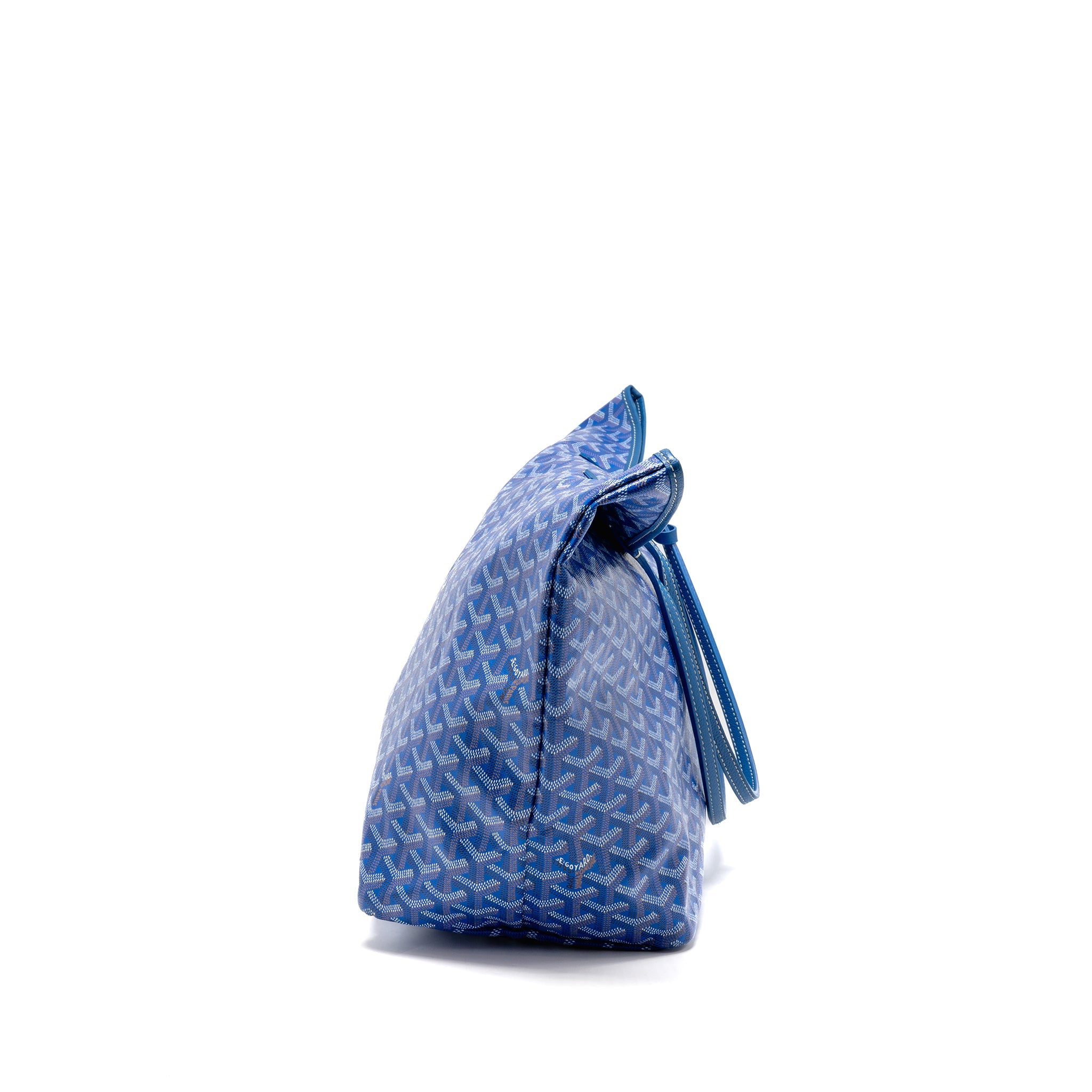 GOYARD SAINT LOUIS GM TOTE BAG GOYARDINE CANVAS/CALFSKIN LEATHER BLUE SHW