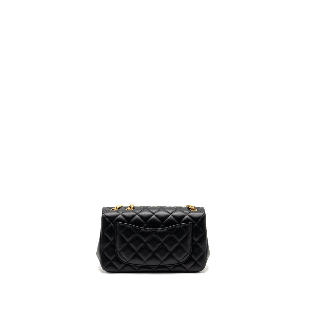 CHANEL 25P CAMELLIA ADJUSTABLE CHAIN FLAP BAG LAMBSKIN BLACK GHW(MICROCHIP)