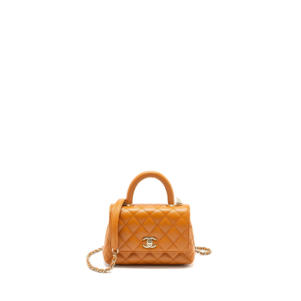 CHANEL MINI COCO HANDLE CAVIAR CARAMEL LGHW (MICROCHIP)
