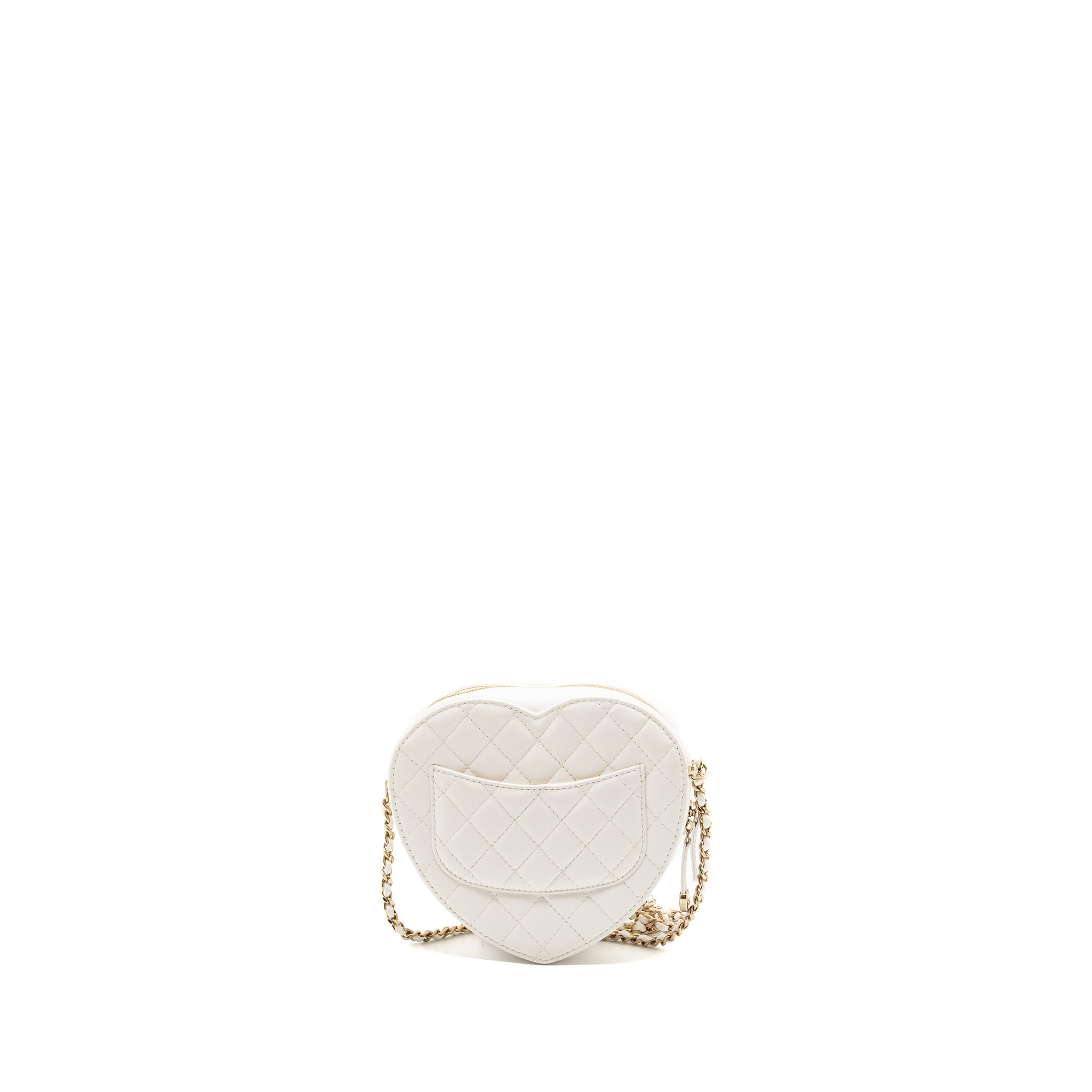 CHANEL 22S HEART BAG LAMBSKIN WHITE LGHW (MICROCHIP)