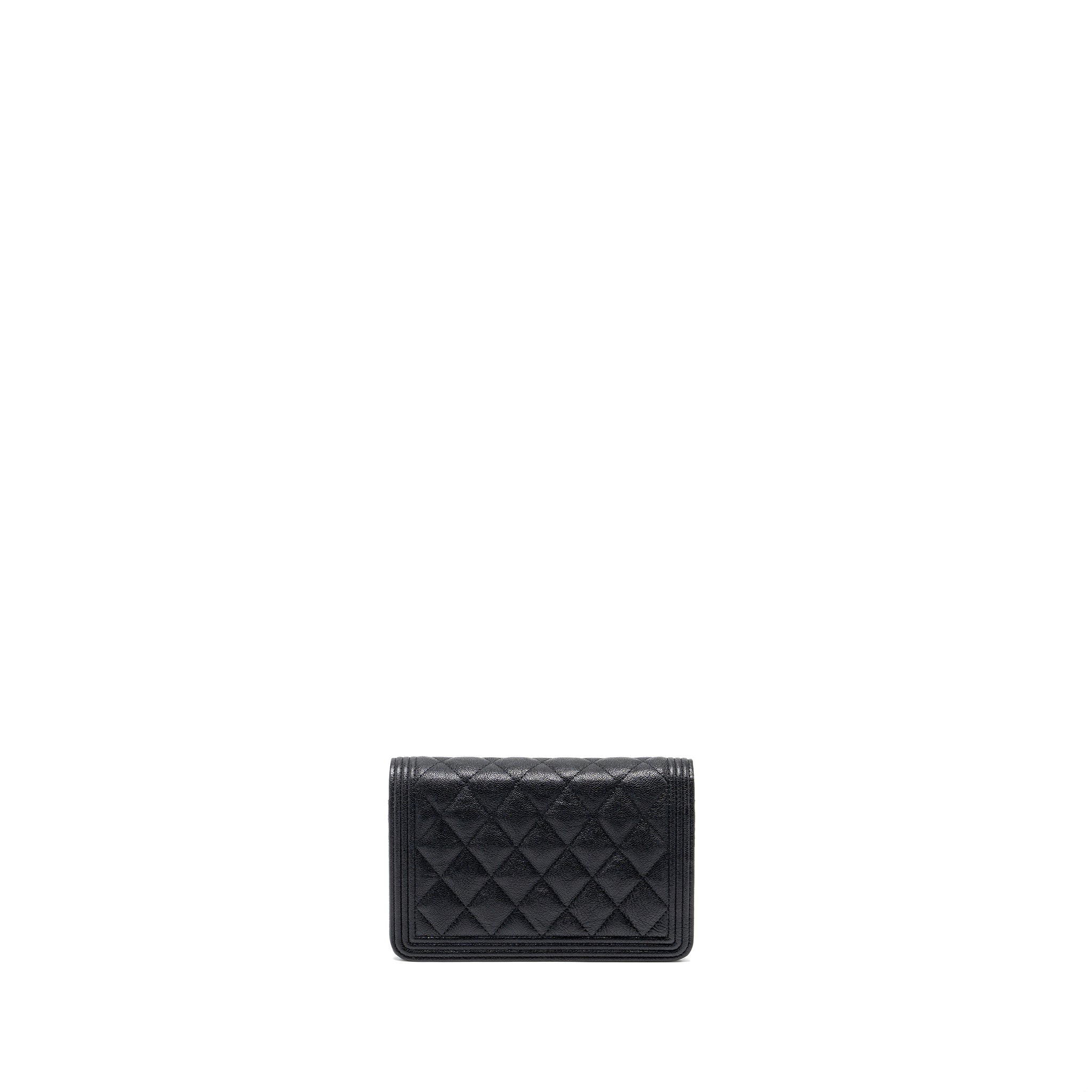 CHANEL BOY WALLET ON CHAIN CAVIAR BLACK GHW