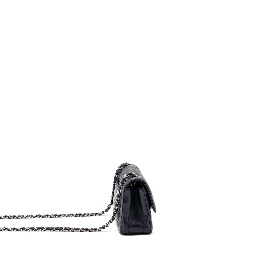 CHANEL MINI RECTANGULAR FLAP BAG CHEVRON LAMBSKIN NAVY SHW