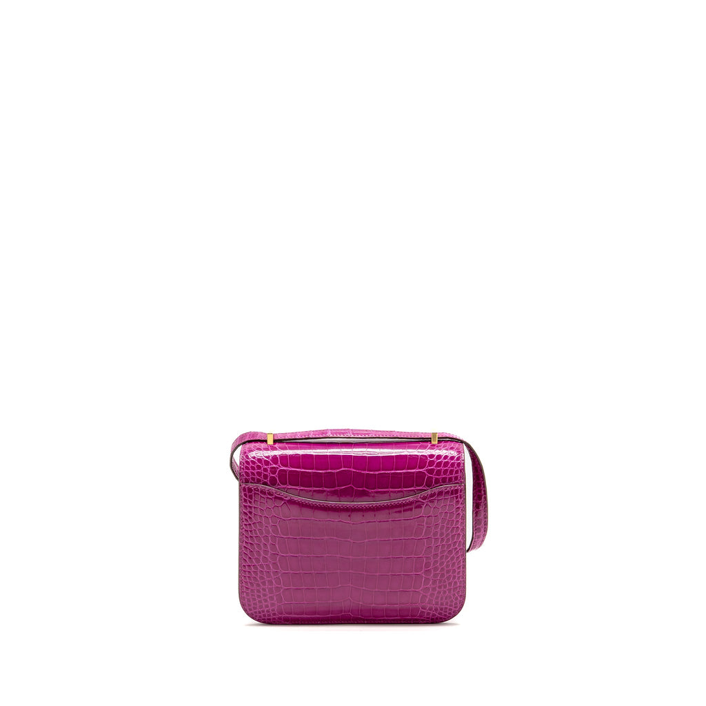 HERMES MINI CONSTANCE SHINY ALLIGATOR MISSIPPIENS J5 ROSE SHEHERARADEZ GHW