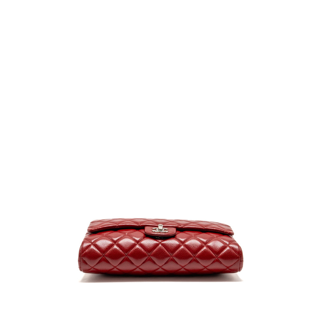 CHANEL TIMELESS FLAP CLUTCH CHAIN BAG CAVIAR RED SHW