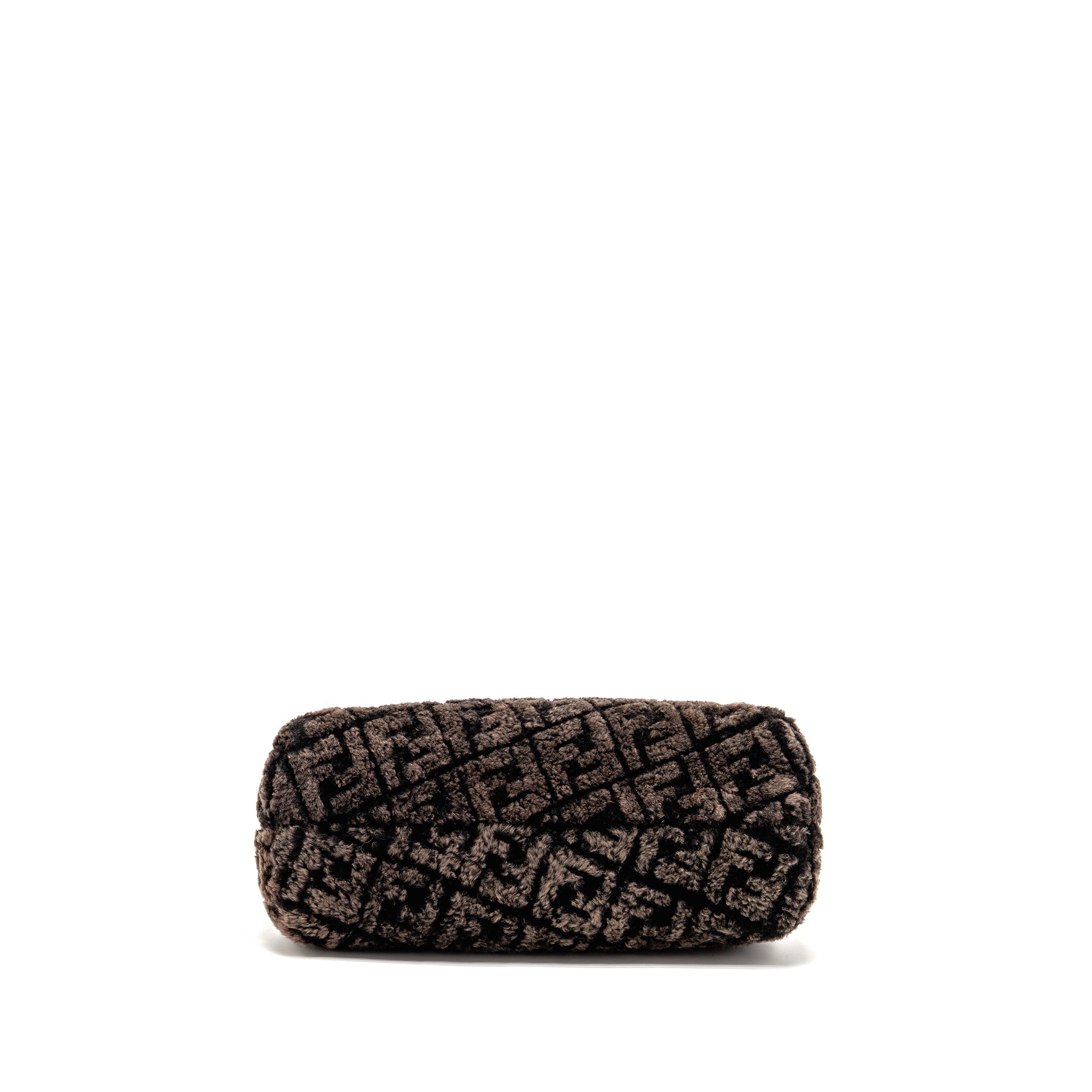 FENDI MEDIUM FENDI FIRST CLUTCH BAG SHEARLING BROWN GHW