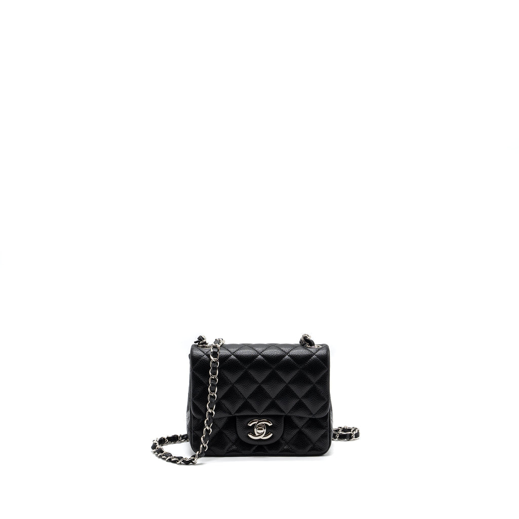 CHANEL CLASSIC MINI SQUARE FLAP BAG CAVIAR BLACK SHW