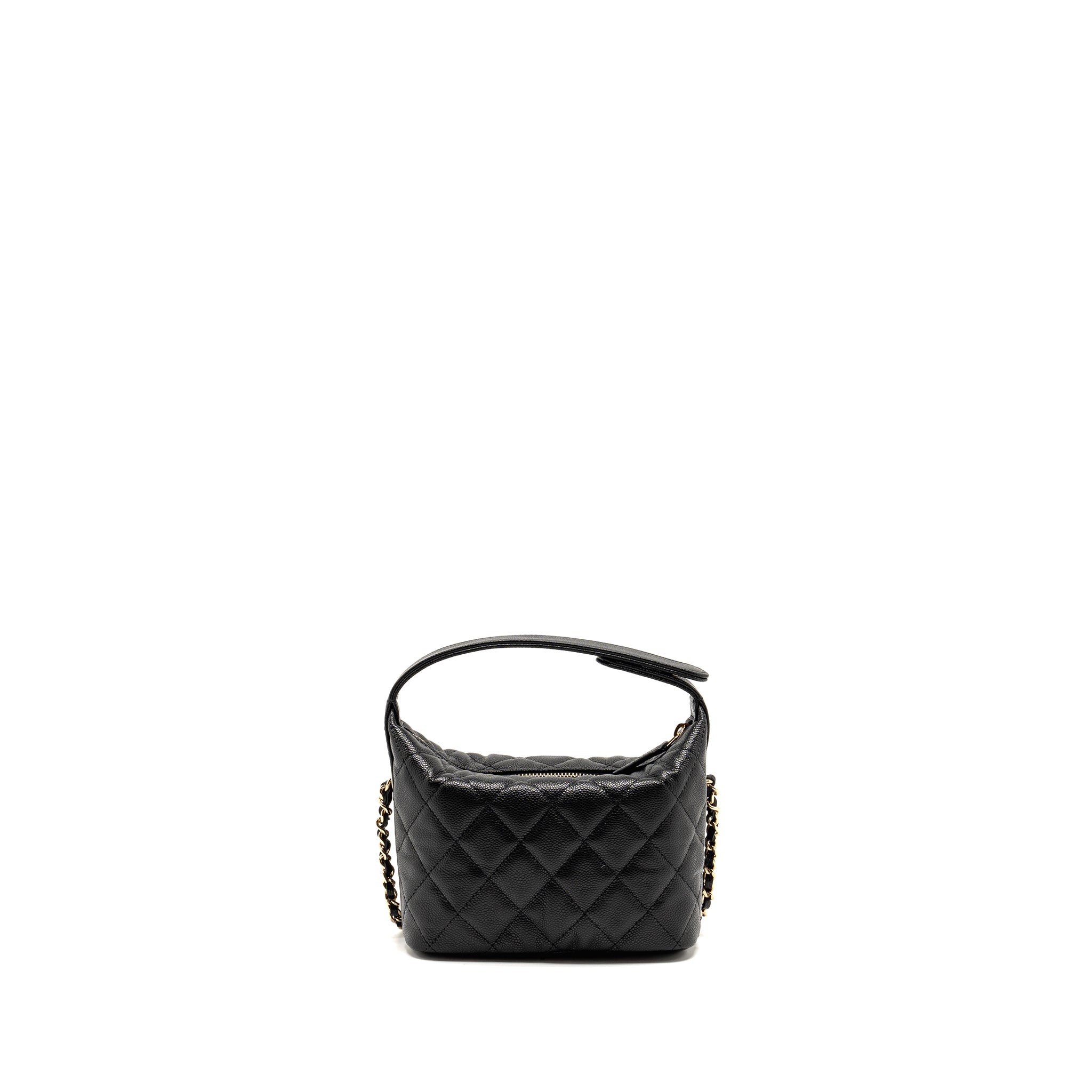 CHANEL QUILTED HOBO BAG CAVIAR BLACK GHW (MICROCHIP)