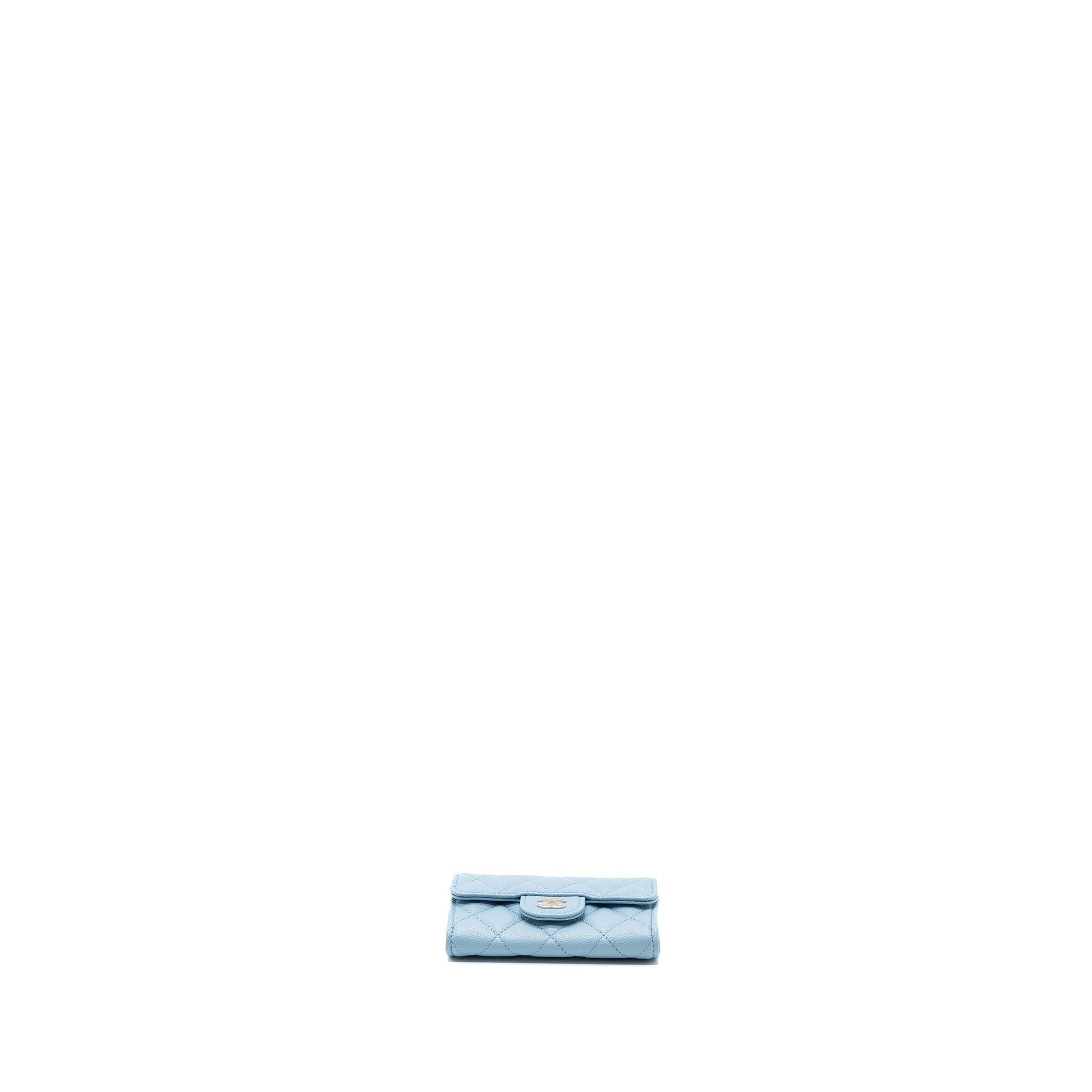 CHANEL CLASSIC FLAP CARD HOLDER CAVIAR BLUE LGHW