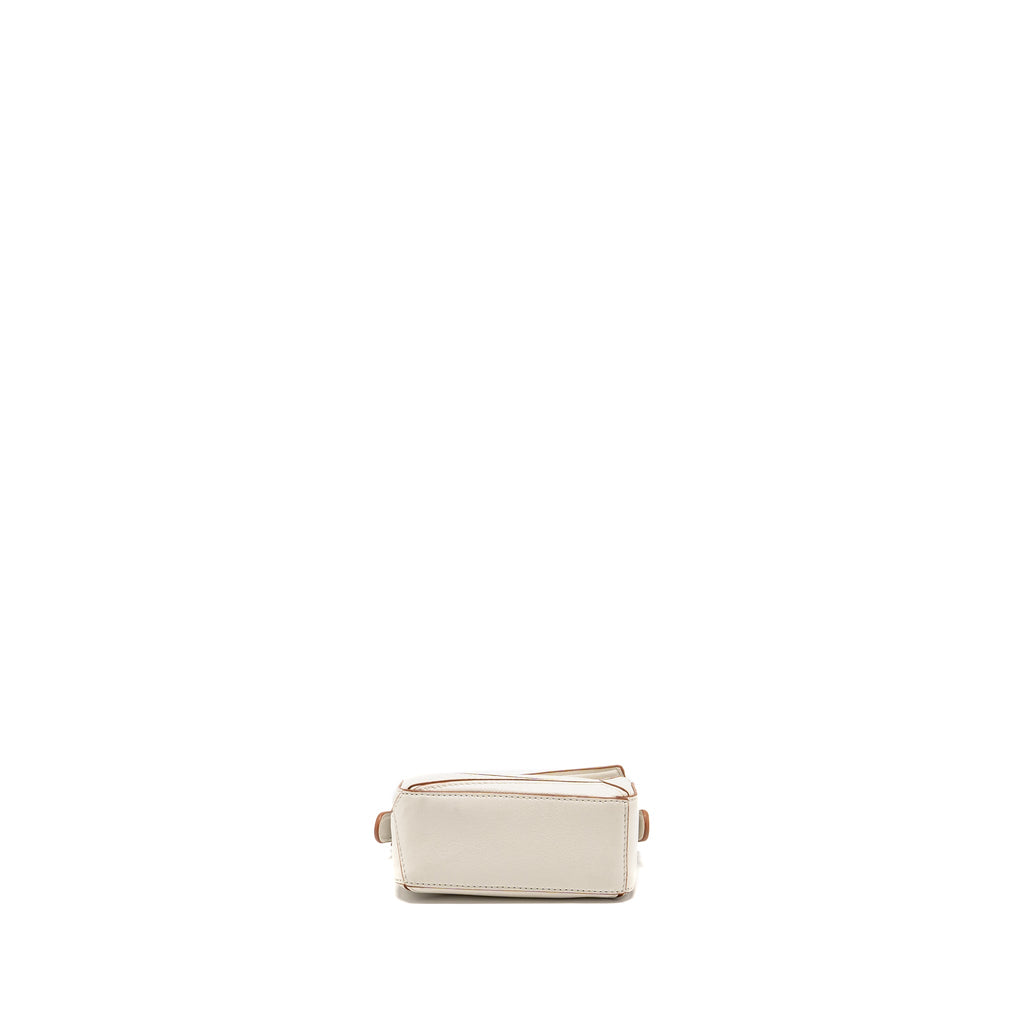 LOEWE NANO PUZZLE BAG CALFSKIN WHITE SHW