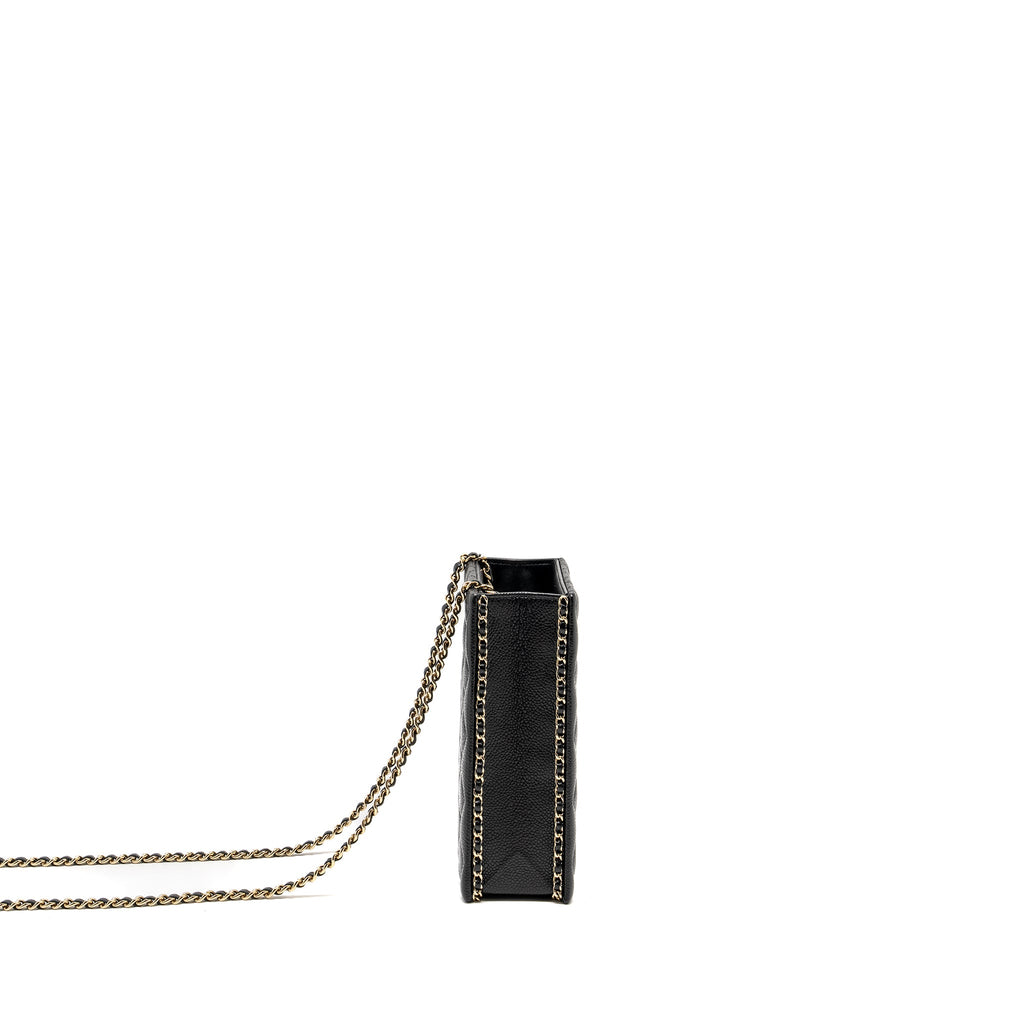 CHANEL QUILTED EVENING BOX BAG CAVIAR BLACK LGHW (MICROCHIP)