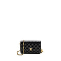 CHANEL PEARL CRUSH WALLET ON CHAIN LAMBSKIN BLACK GHW (MICROCHIP)