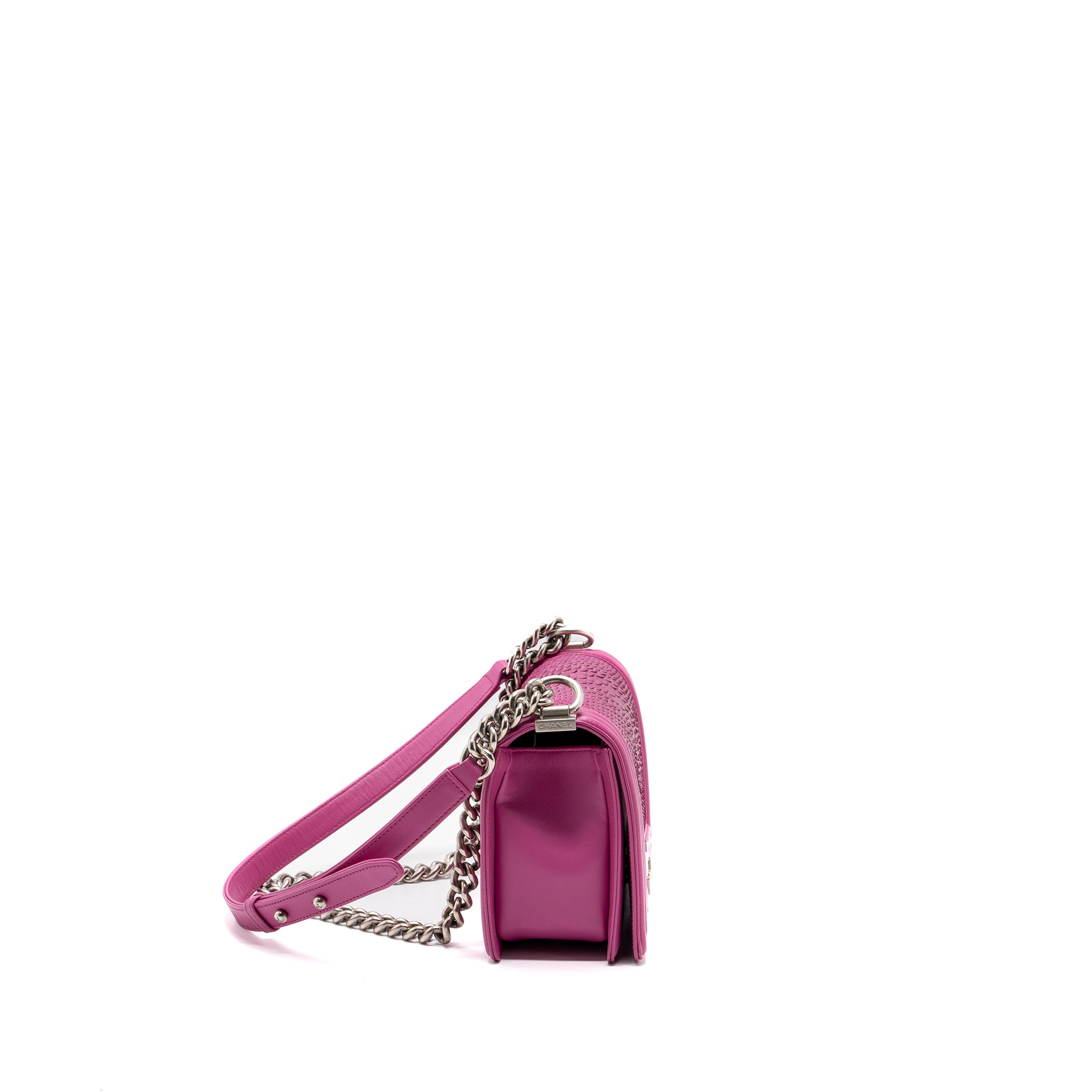 CHANEL MEDIUM BOY BAG PYTHON PINK BRUSHED SHW