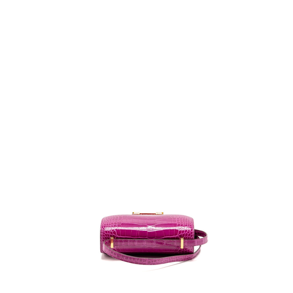 HERMES MINI CONSTANCE SHINY ALLIGATOR MISSIPPIENS J5 ROSE SHEHERARADEZ GHW