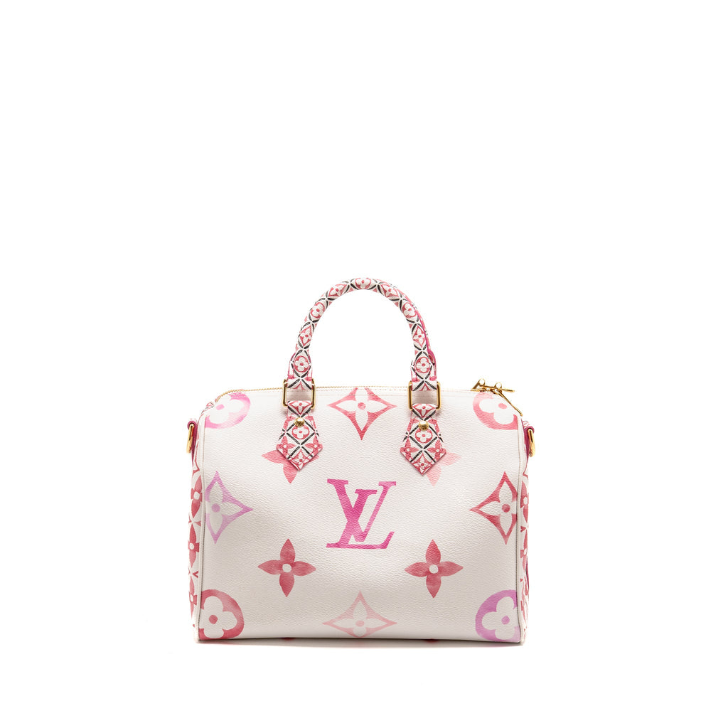 LOUIS VUITTON BY THE POOL SPEEDY BANDOULIERE 25 GIANT MONOGRAM CANVAS PINK/WHITE GHW