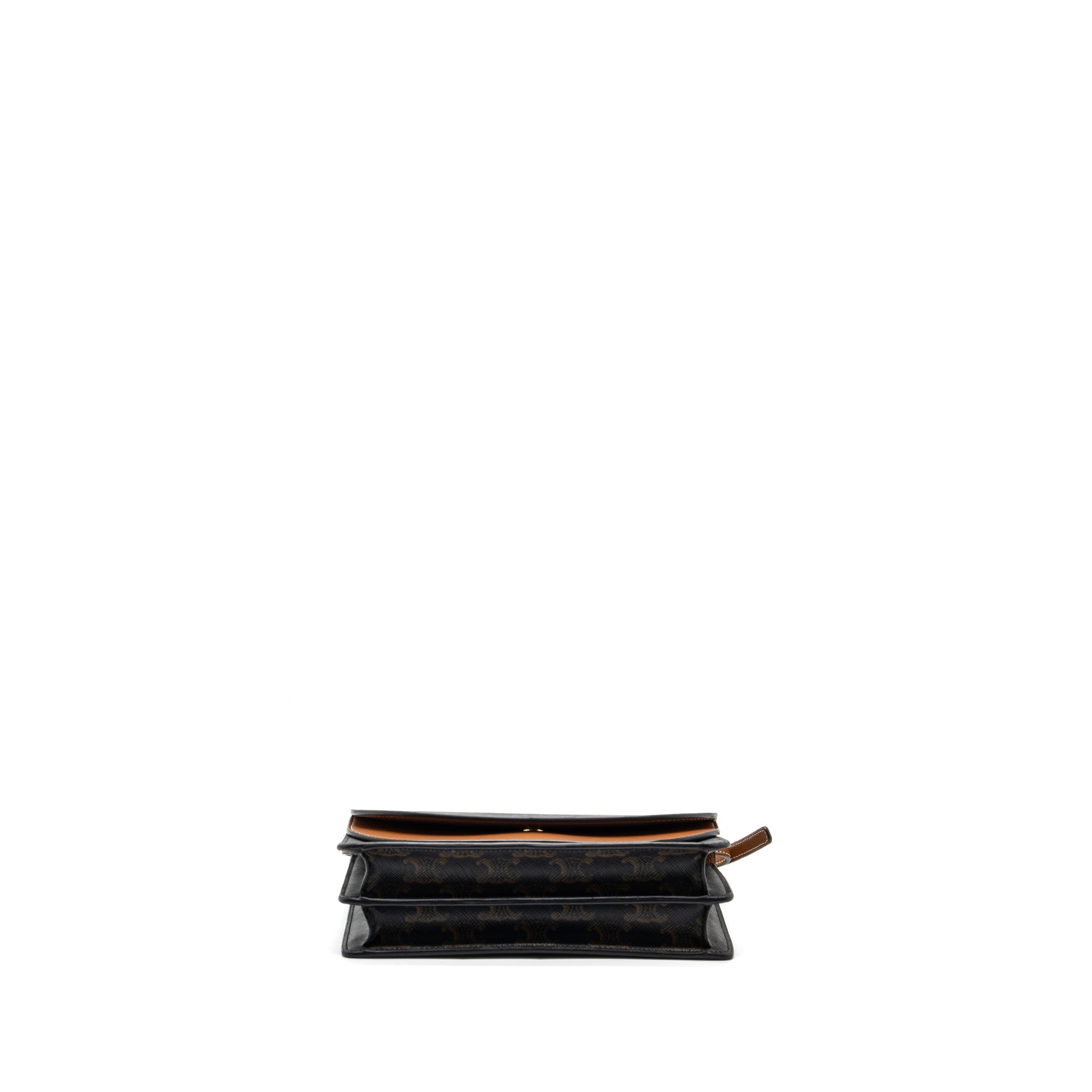 CELINE WALLET ON STRAP TRIOMPHE CANVAS / LEATHER TAN GHW
