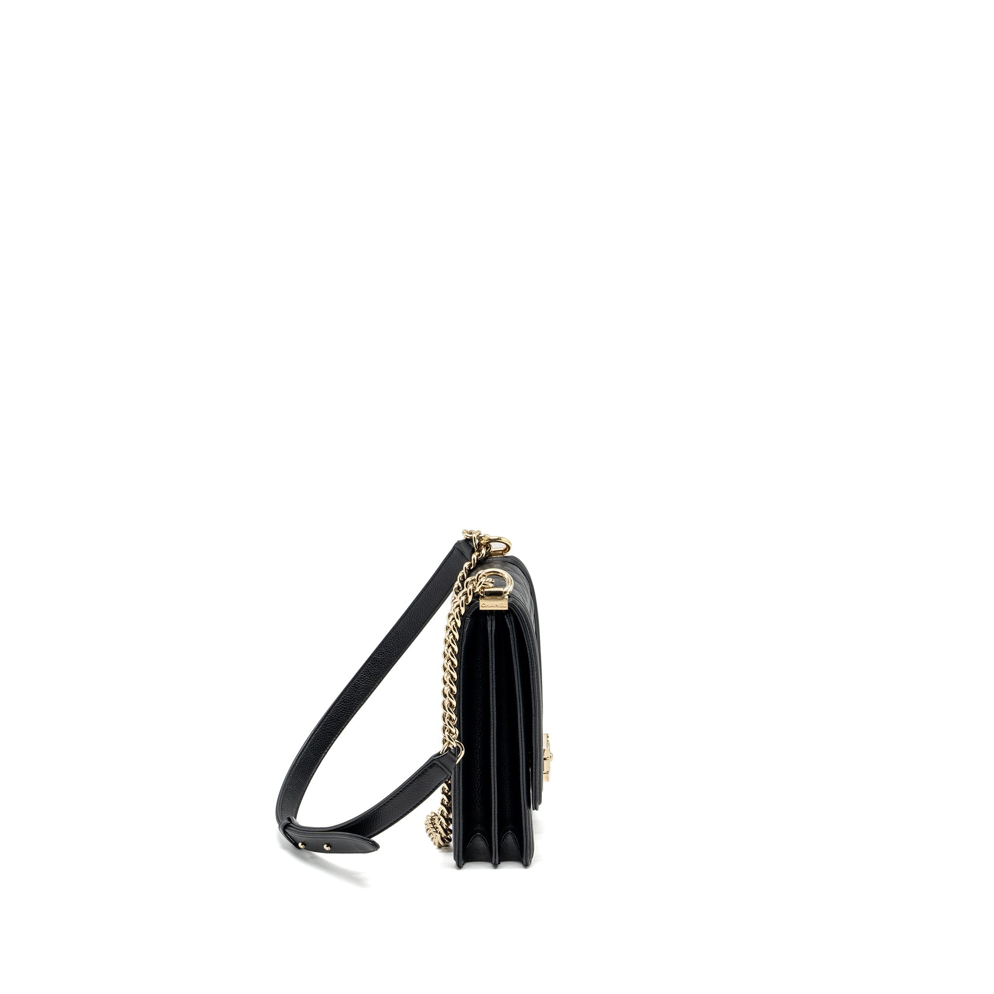 CHANEL NORTH SOUTH BOY BAG CAVIAR BLACK LGHW