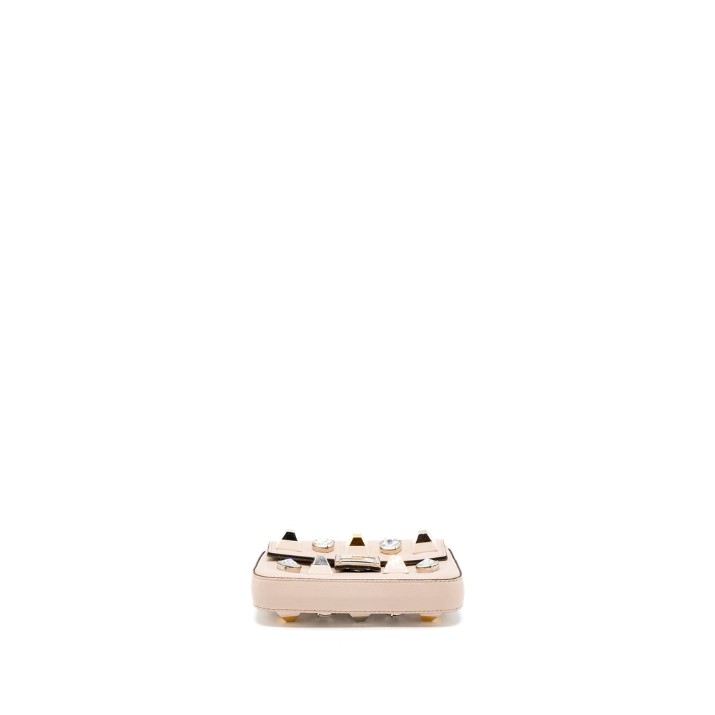 FENDI MINI FLAP CLUTCH WITH CHAIN LAMBSKIN LIGHT PINK SHW