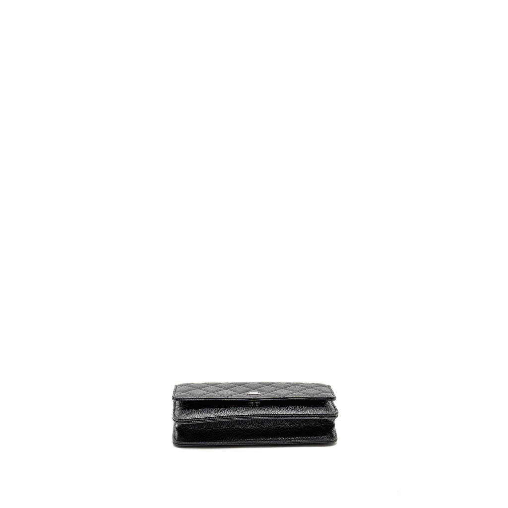 CHANEL CLASSIC WALLET ON CHAIN CAVIAR BLACK SHW (MICROCHIP)