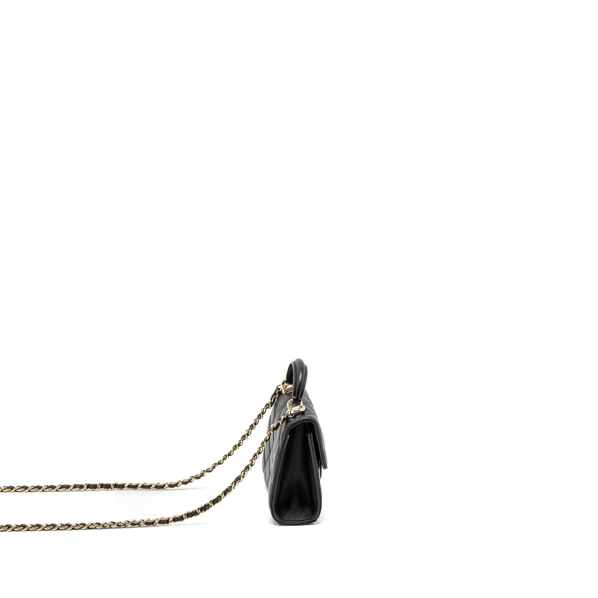 CHANEL TOP HANDLE MINI FLAP BAG LAMBSKIN BLACK LGHW (MICROCHIP)