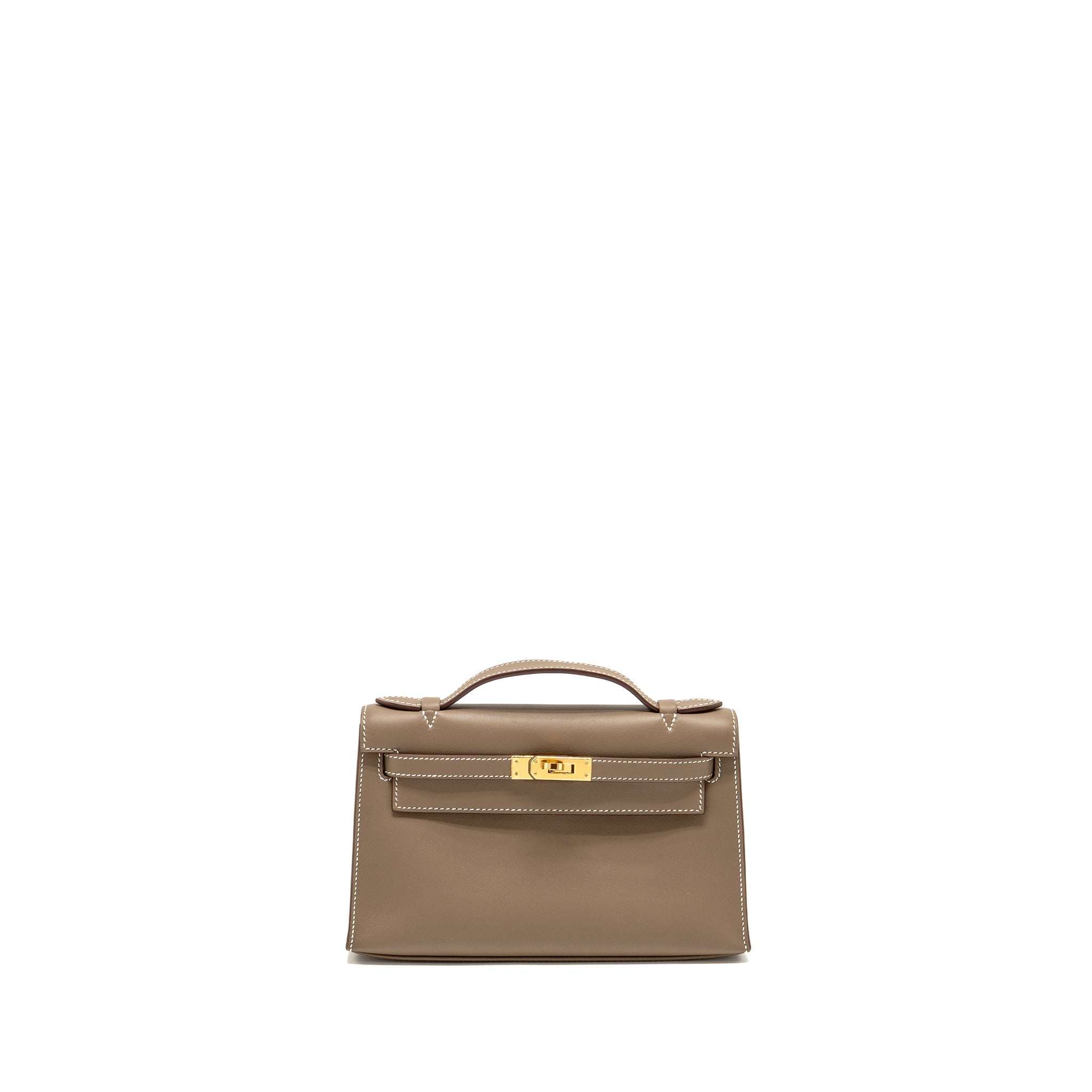 HERMES KELLY POCHETTE SWIFT ETOUPE GHW