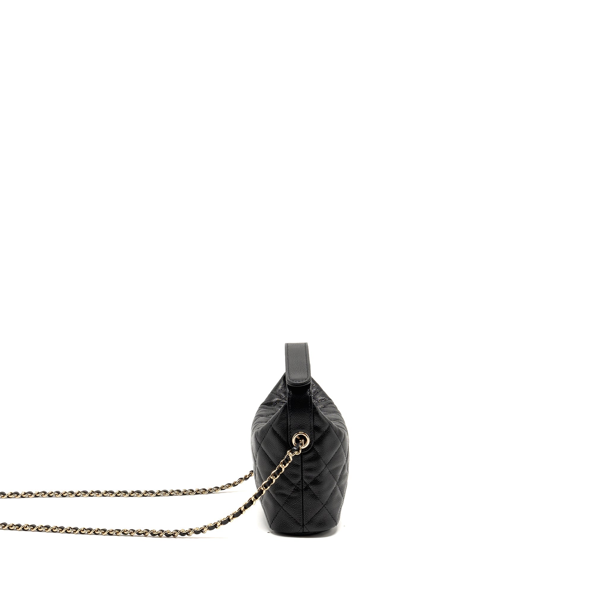 CHANEL QUILTED HOBO BAG CAVIAR BLACK GHW (MICROCHIP)
