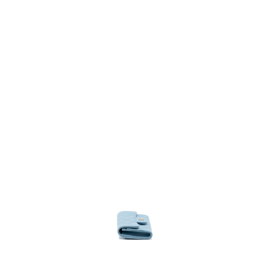 CHANEL CLASSIC FLAP CARD HOLDER CAVIAR BLUE LGHW