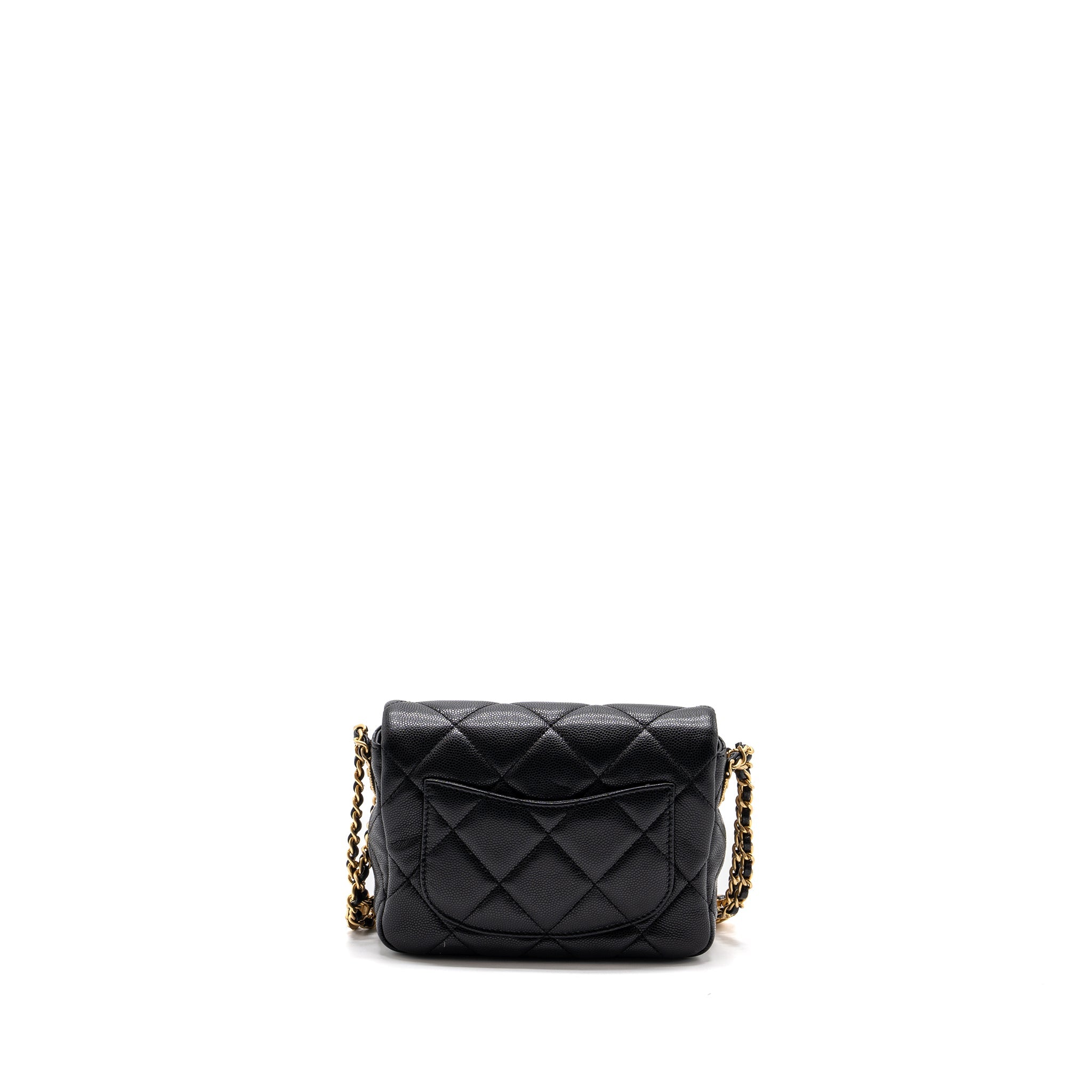 CHANEL MINI TWIST YOUR BUTTON SQUARE FLAP BAG CAVIAR BLACK GHW