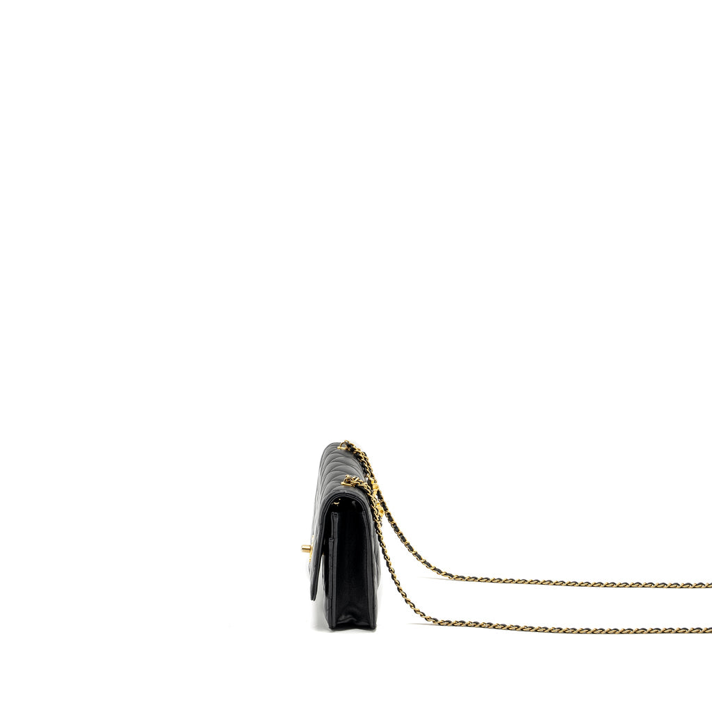CHANEL 23A LION CHARMS WALLET ON CHAIN LAMBSKIN BLACK GHW (MICROCHIP)