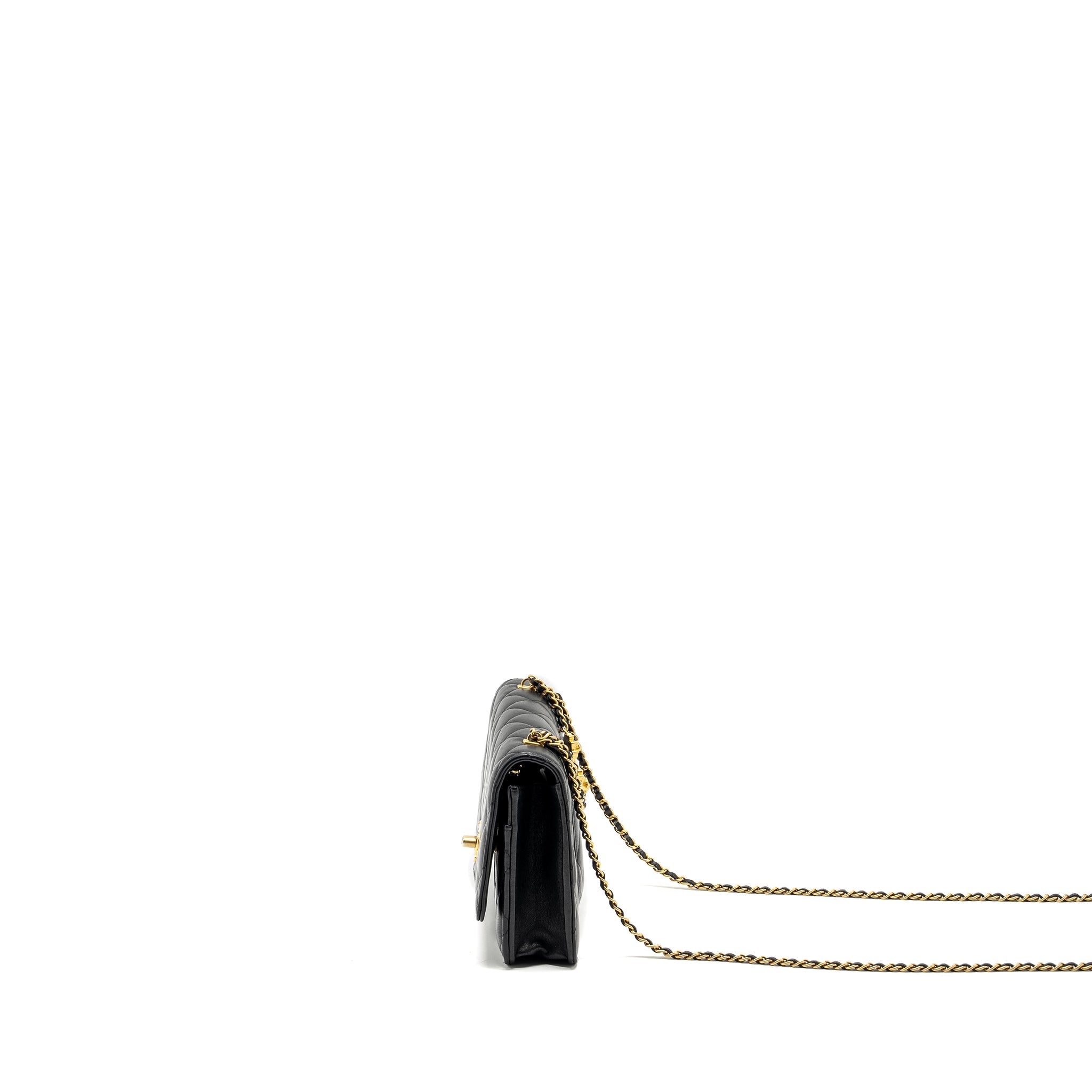 CHANEL 23A LION CHARMS WALLET ON CHAIN LAMBSKIN BLACK GHW (MICROCHIP)