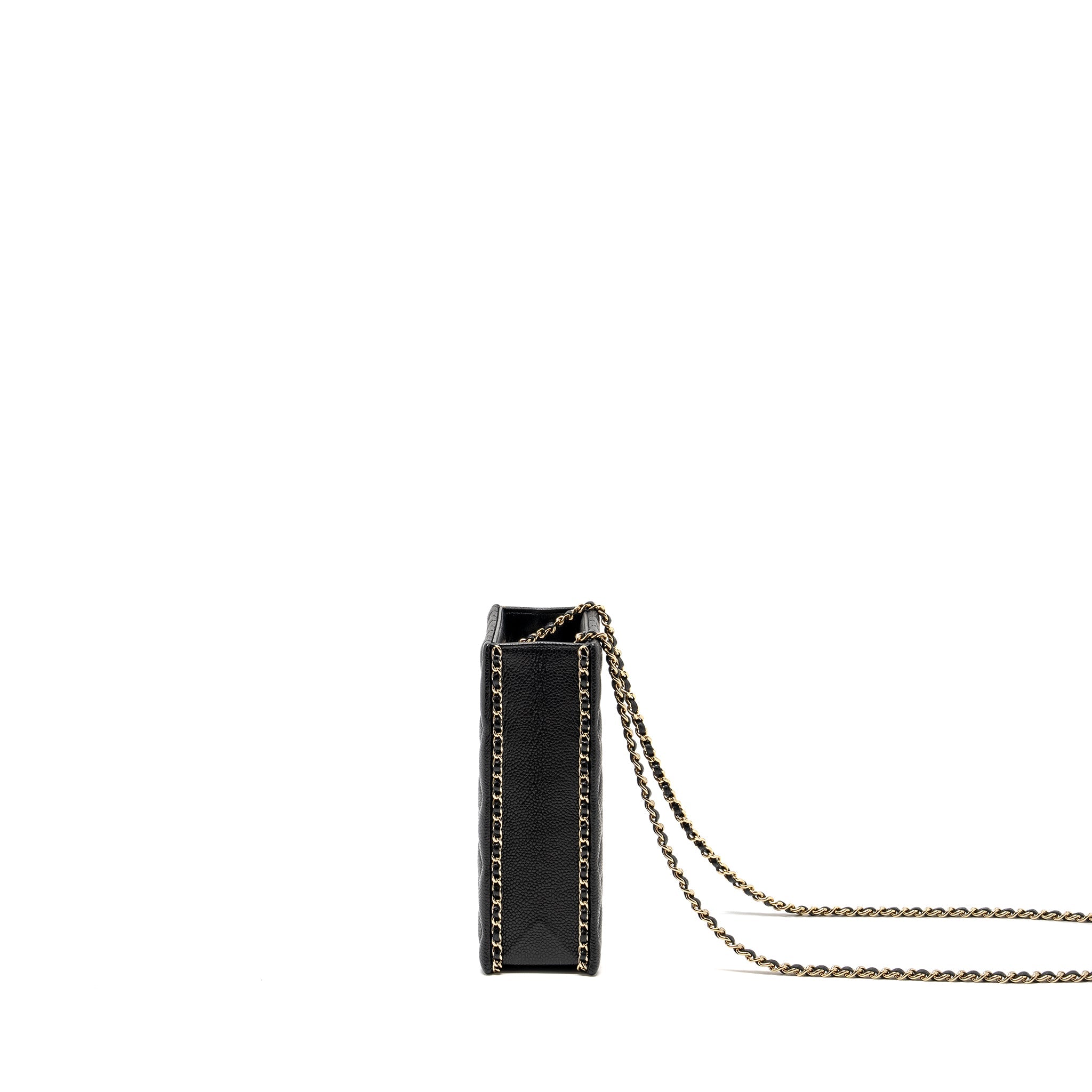 CHANEL QUILTED EVENING BOX BAG CAVIAR BLACK LGHW (MICROCHIP)