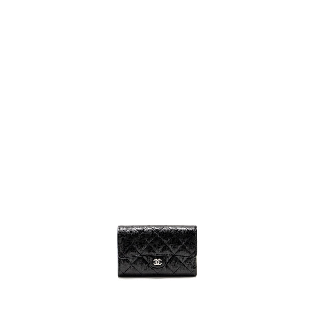CHANEL CLASSIC FLAP WALLET CAVIAR BLACK SHW (MICROCHIP)