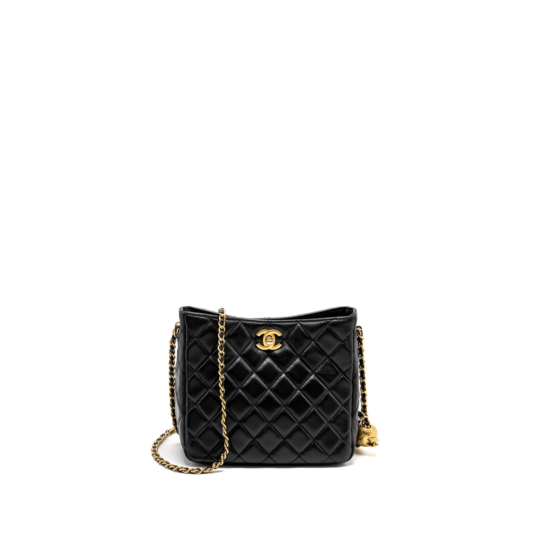 CHANEL 22B PEARL CRUSH HOBO BAG LAMBSKIN BLACK GHW (MICROCHIP)