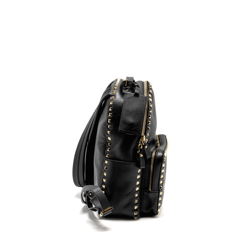 VALENTINO ROCKSTUD BACKPACK LEATHER BLACK GHW