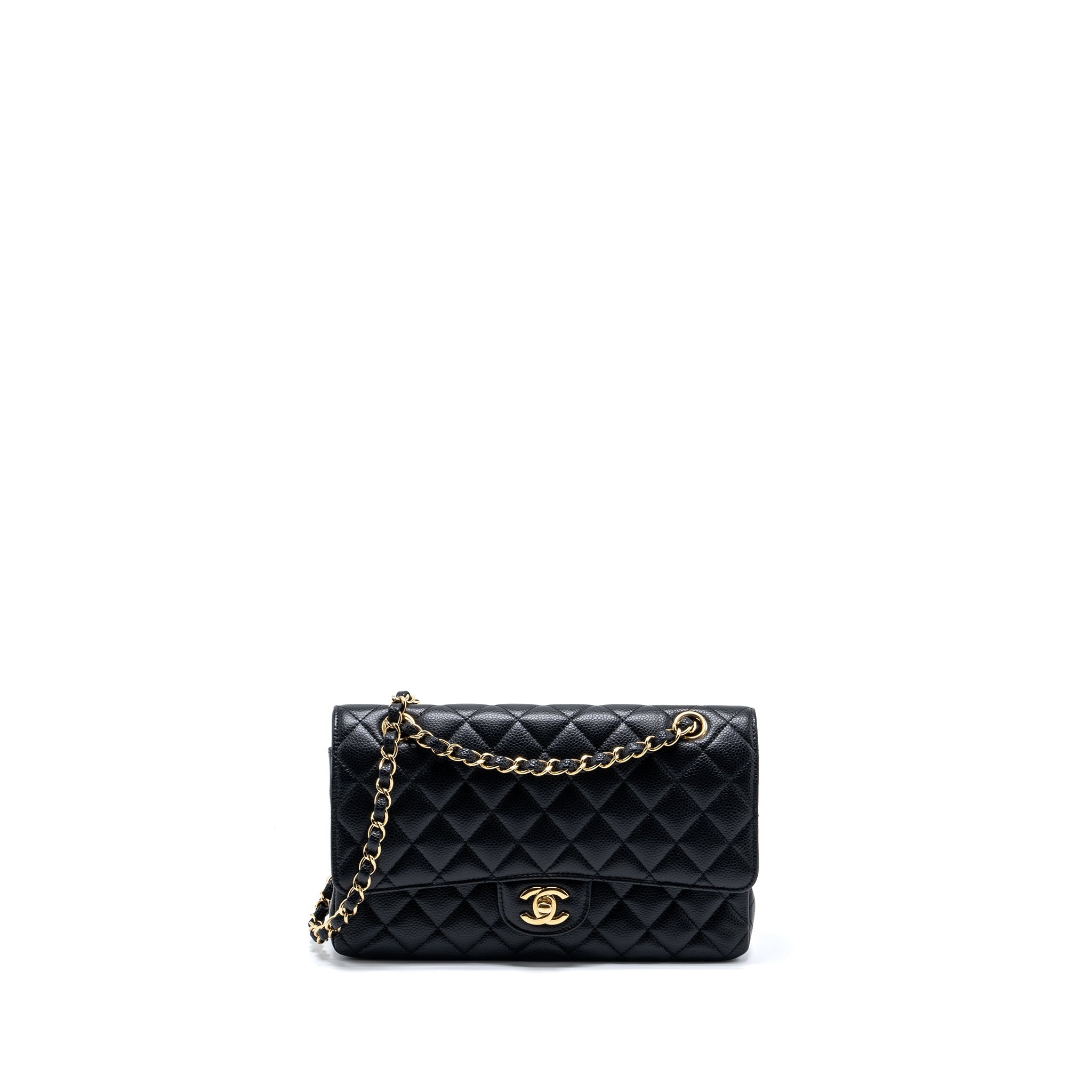 CHANEL MEDIUM CLASSIC DOUBLE FLAP BAG CAVIAR BLACK GHW