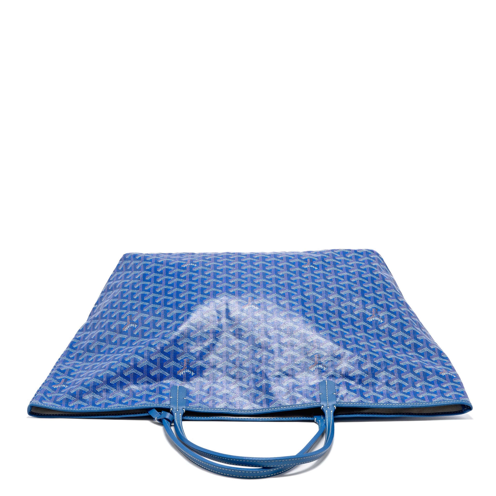 GOYARD SAINT LOUIS GM TOTE BAG GOYARDINE CANVAS/CALFSKIN LEATHER BLUE SHW