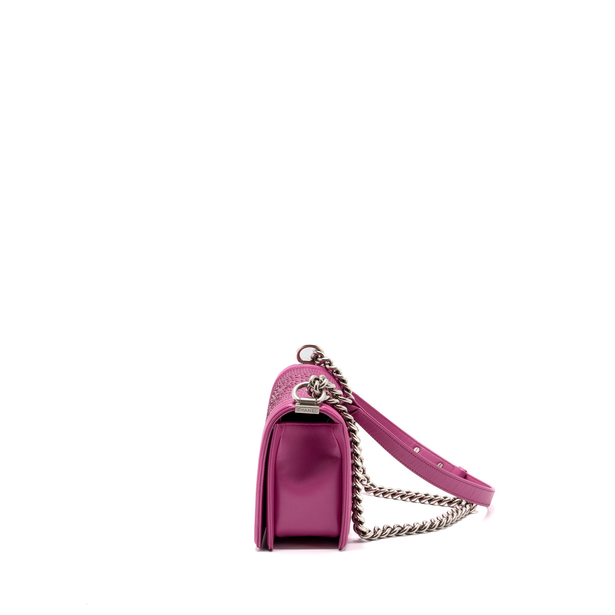 CHANEL MEDIUM BOY BAG PYTHON PINK BRUSHED SHW