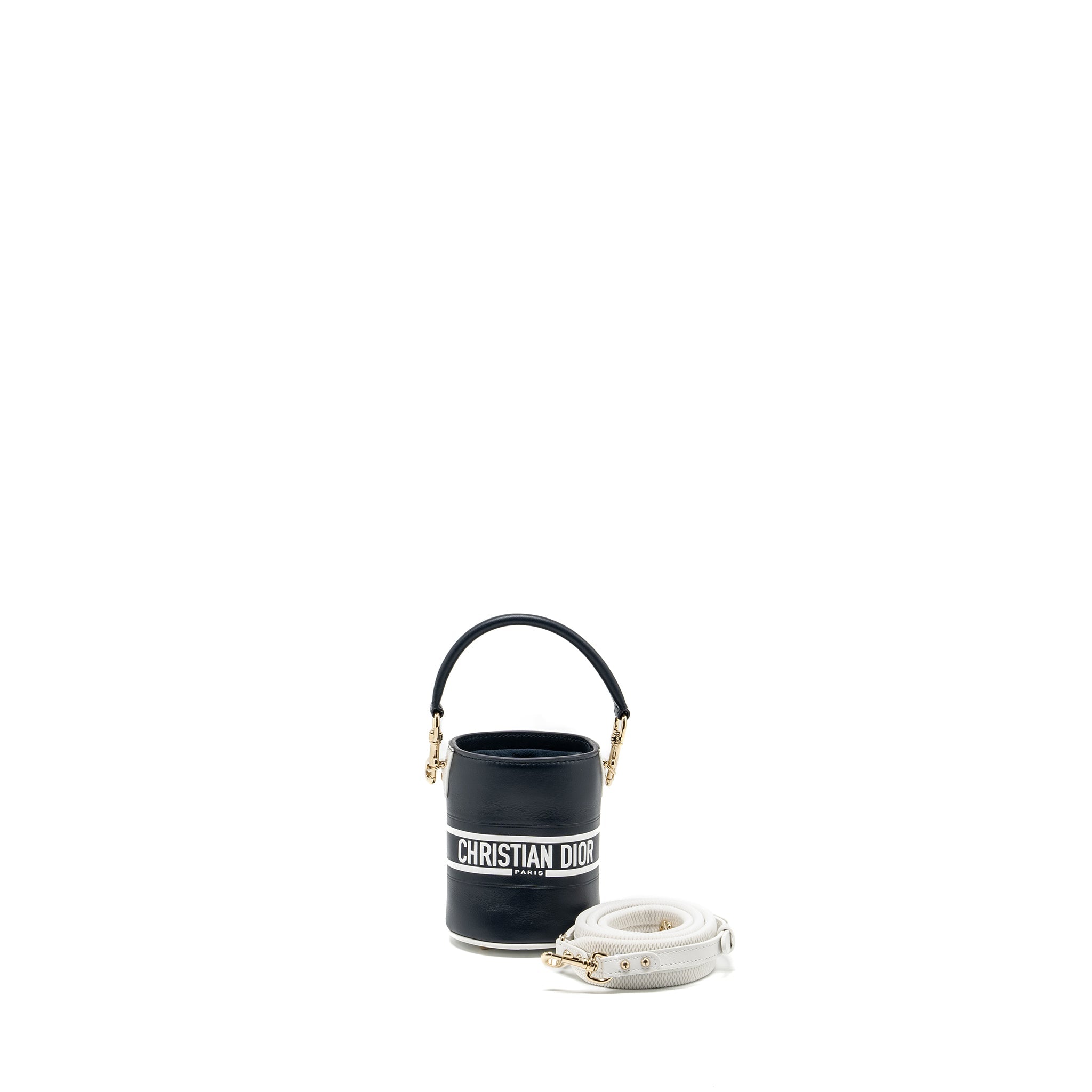DIOR MICRO DIOR VIBE BUCKET BAG CALFSKIN BLUE/WHITE LGHW
