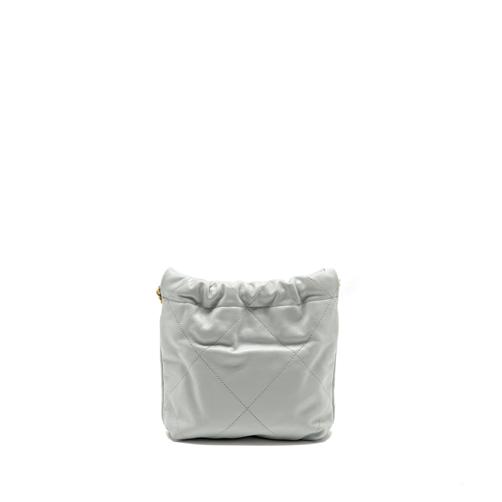 CHANEL MINI 22 BAG CALFSKIN LIGHT GREY GHW (MICROCHIP)