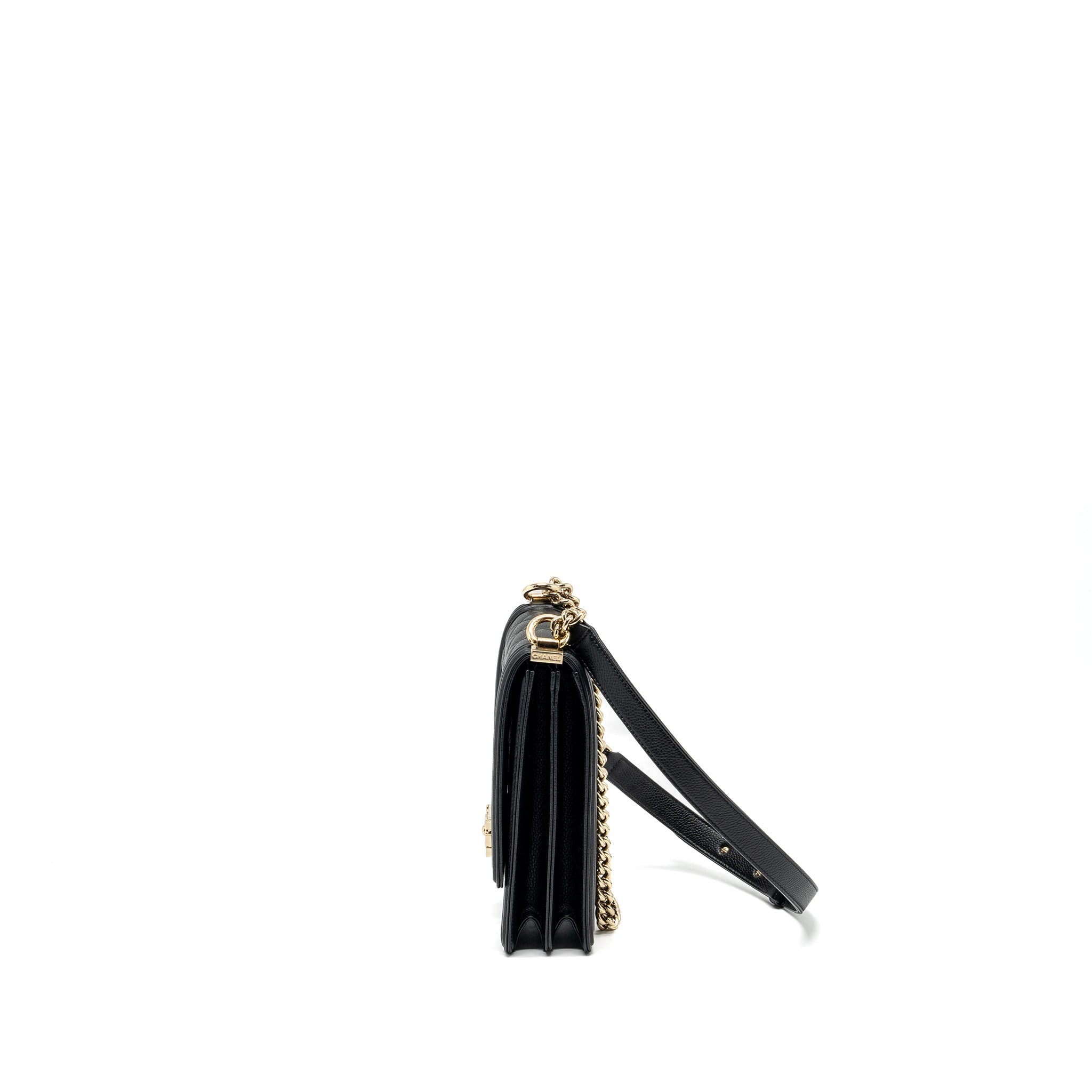 CHANEL NORTH SOUTH BOY BAG CAVIAR BLACK LGHW